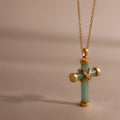Jade Cross Necklace Silver 18K Gold Plated