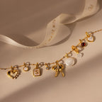 Classic Pearl Heart Charm Silver 18K Gold Plated