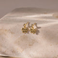 Diamond Bow Drop Studs Silver 18K Gold Plated