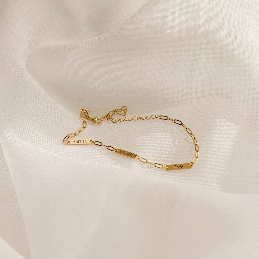 Mini Name Bar Bracelet Silver 18K Gold Plated