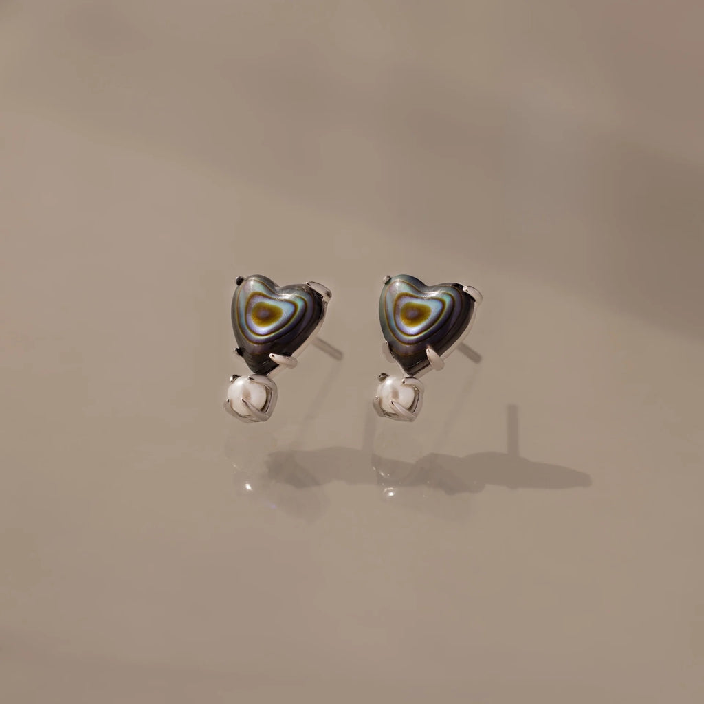 Abalone Abalone Heart Studs Silver 18K Gold Plated