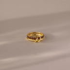 Garnet Duo Tennis Linked Ring Set Silver 18K Gold Plated