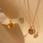 Paw Print Coin Necklace Silver 18K Gold Plated
