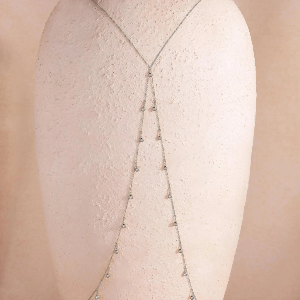 Diamond Station Body Chain Silver 18K Gold Plated