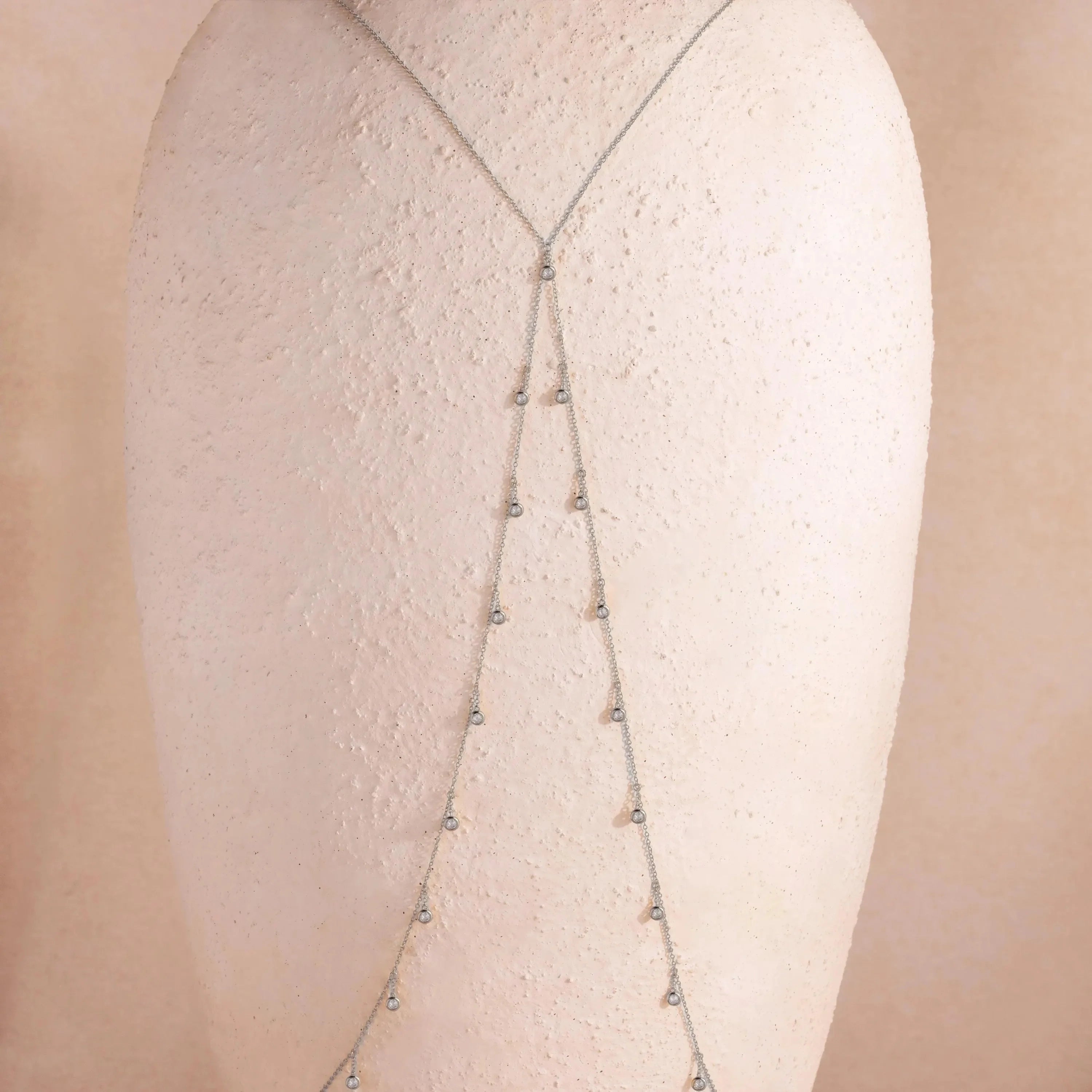 Diamond Station Body Chain Silver 18K Gold Plated