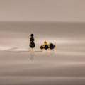 Onyx Flatback Studs Silver 18K Gold Plated