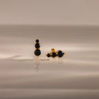 Onyx Flatback Studs Silver 18K Gold Plated