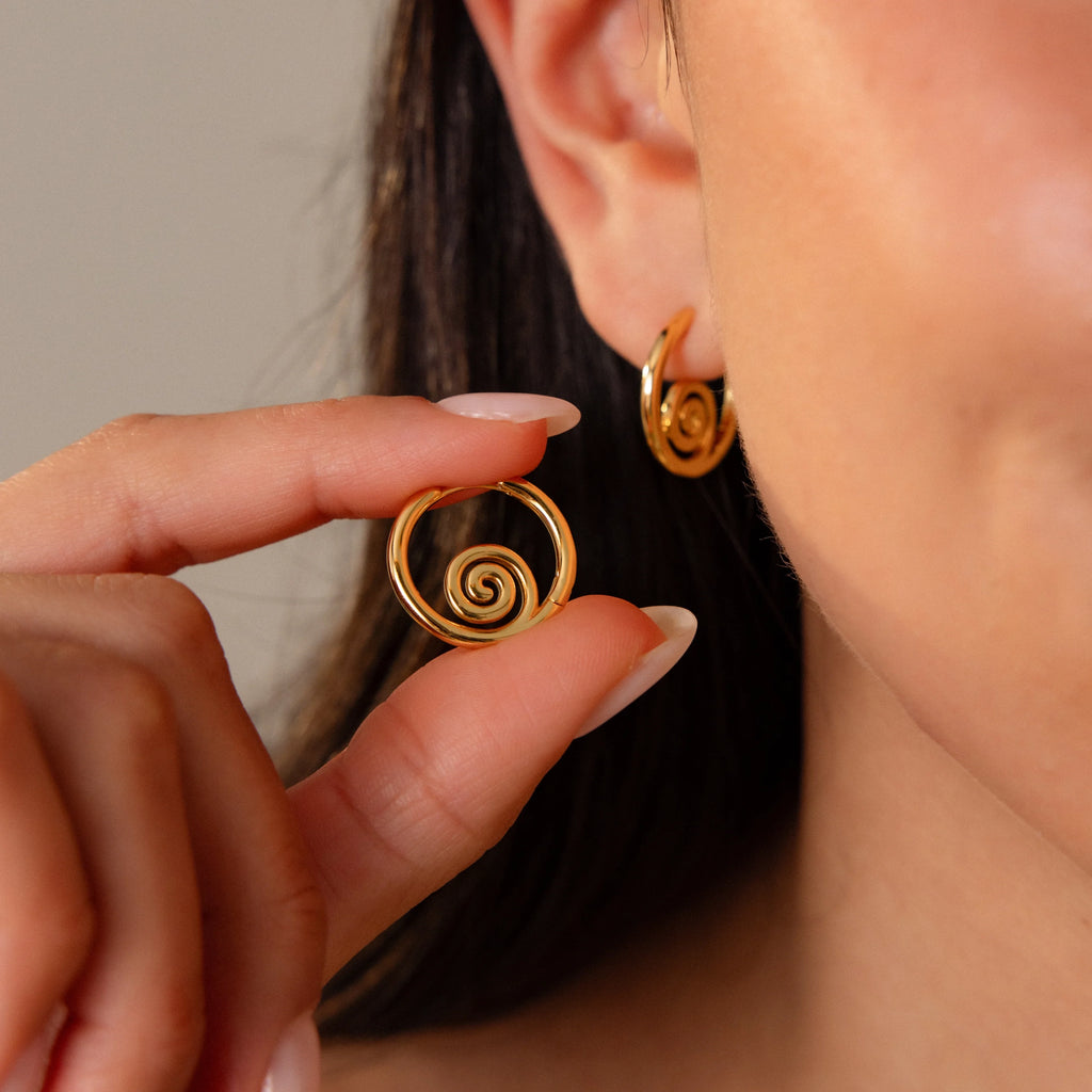 Spiral Swirl Hoops  Silver 18K Gold Plated
