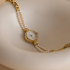 Beaded Pearl Timepiece Silver 18K Gold Plated