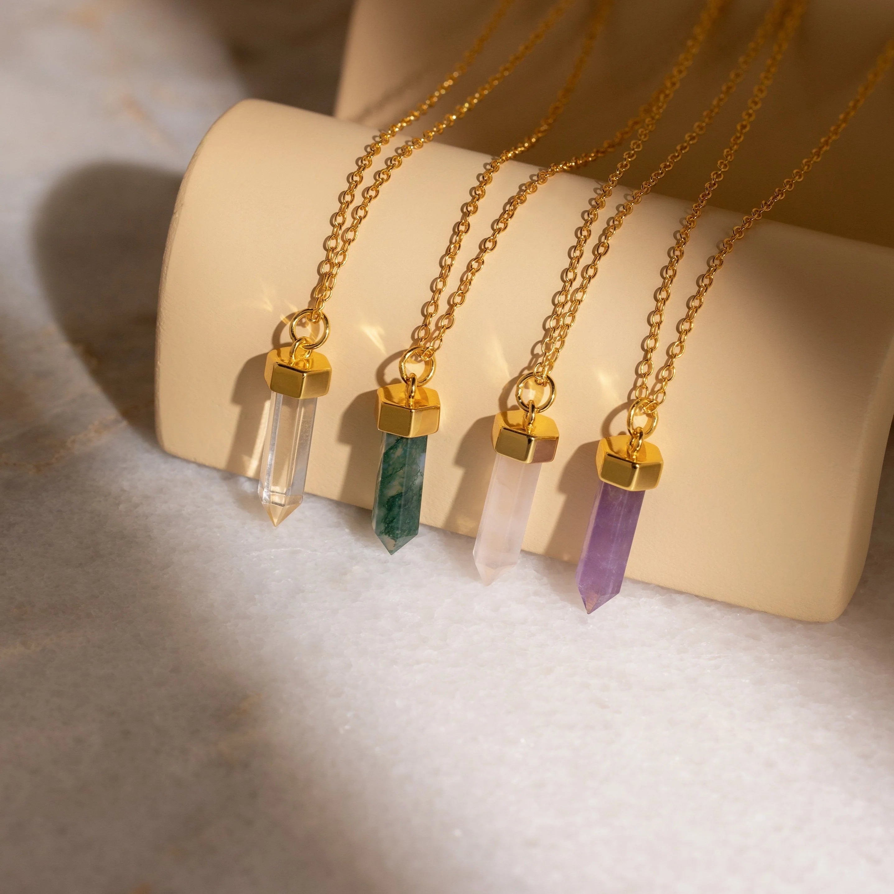 Crystal Quartz Necklaces Silver 18K Gold Plated