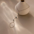 Turquoise Beads Hand Chain Bracelet Silver 18K Gold Plated