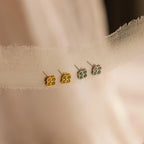 Jade Clover Studs Silver 18K Gold Plated