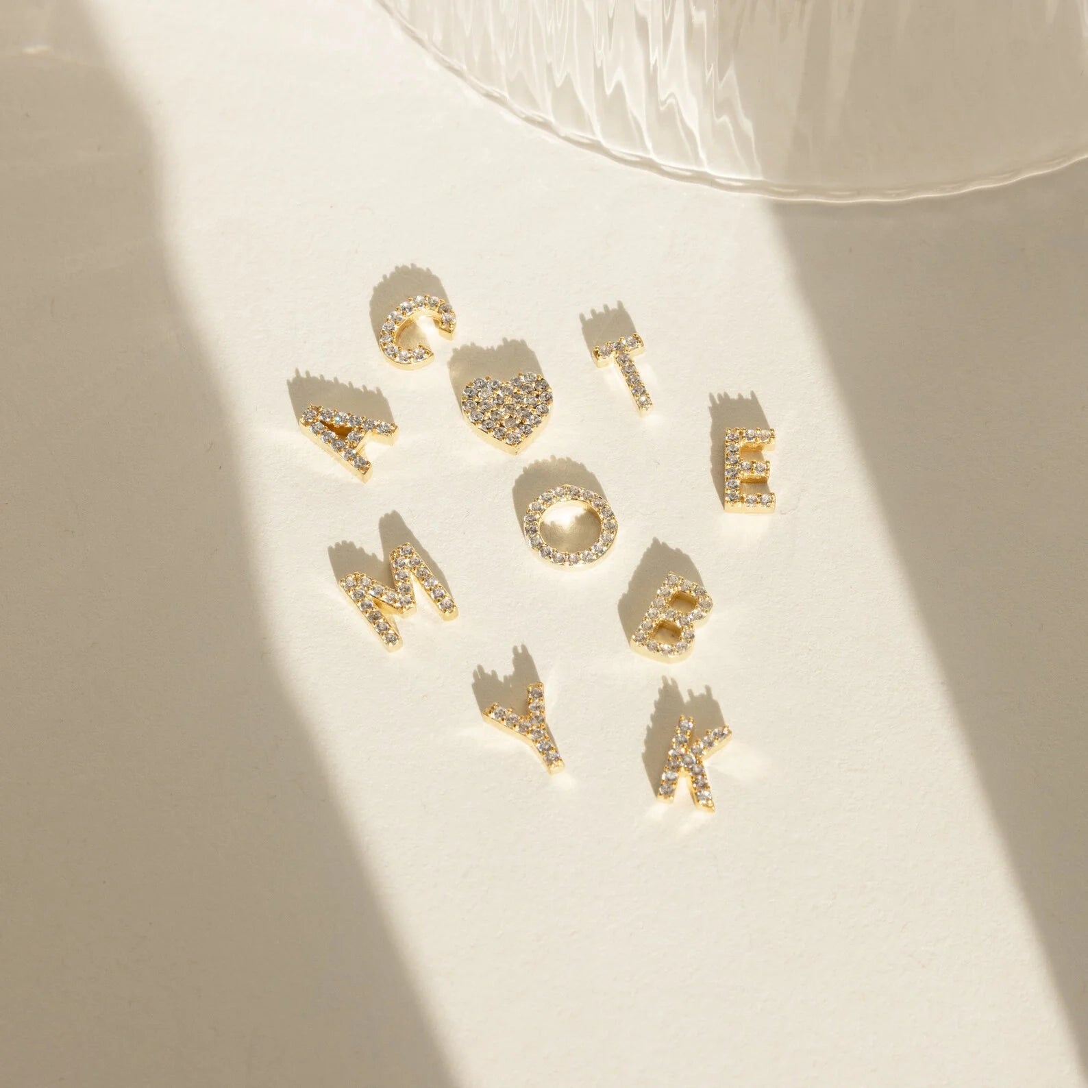 Dangling Pave Initial Necklace Silver 18K Gold Plated