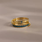 Birthstone Triple Eternity Band Ring Set Silver 18K Gold Plated