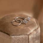 Diamond Flower Huggies Silver 18K Gold Plated