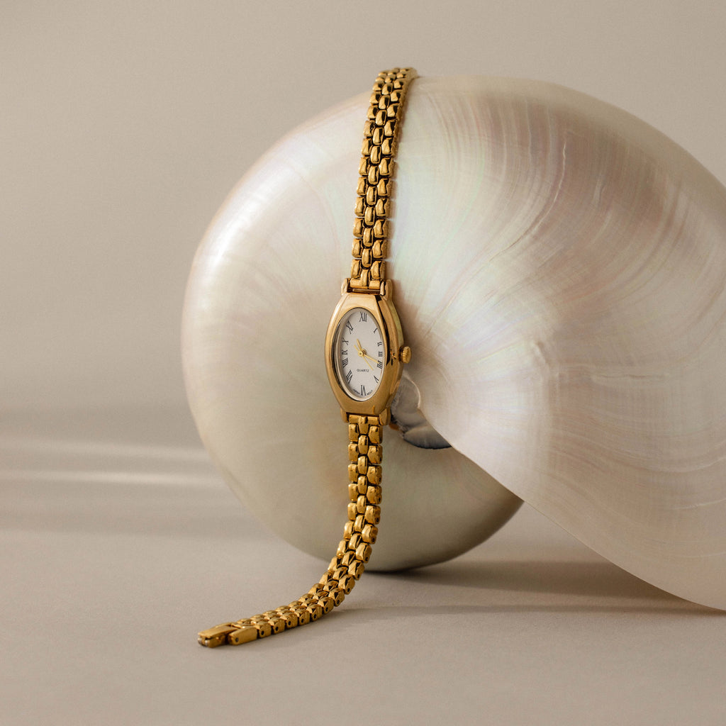 Grid Chain Timepiece Silver 18K Gold Plated