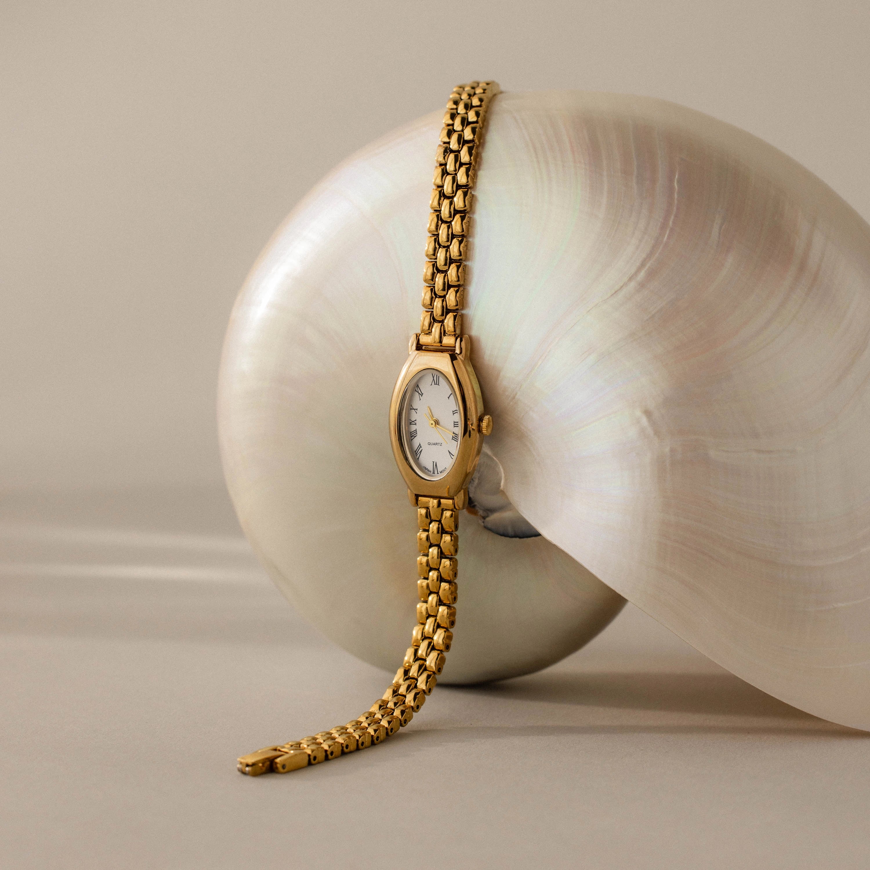 Grid Chain Timepiece Silver 18K Gold Plated