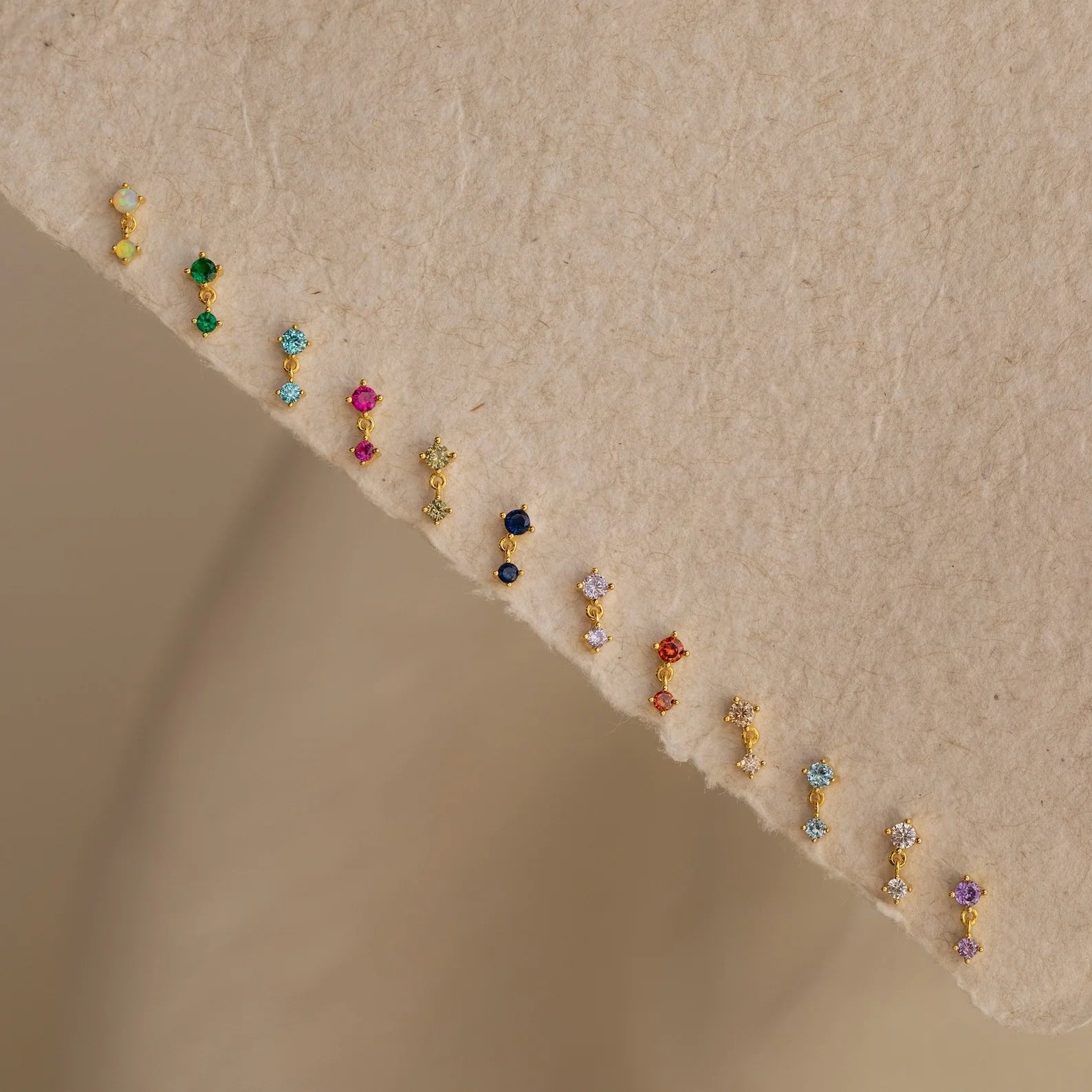 Ruby Drop Studs Silver 18K Gold Plated