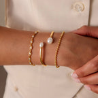 Serenity Pearl Cuff Bracelet Silver 18K Gold Plated