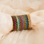 Eternity Tennis Birthstone Ring Silver 18K Gold Plated