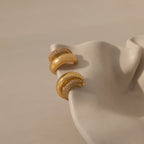 Diamond Duo Pave Dome Studs Silver 18K Gold Plated