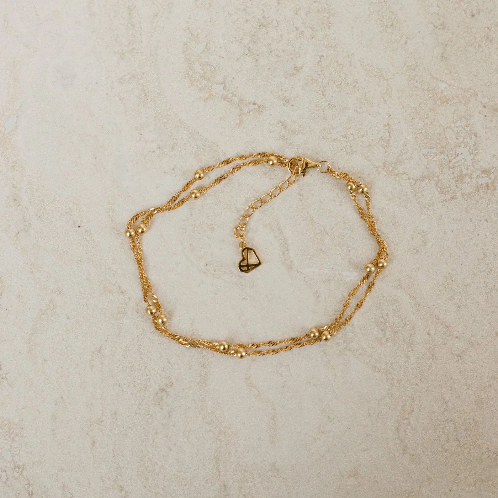 Duo Bead Chain Bracelet Silver 18K Gold Plated
