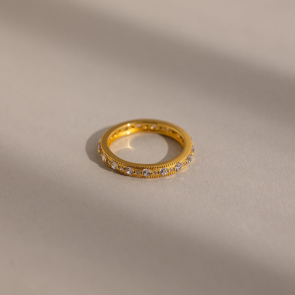 Diamond Eternity Ring Silver 18K Gold Plated