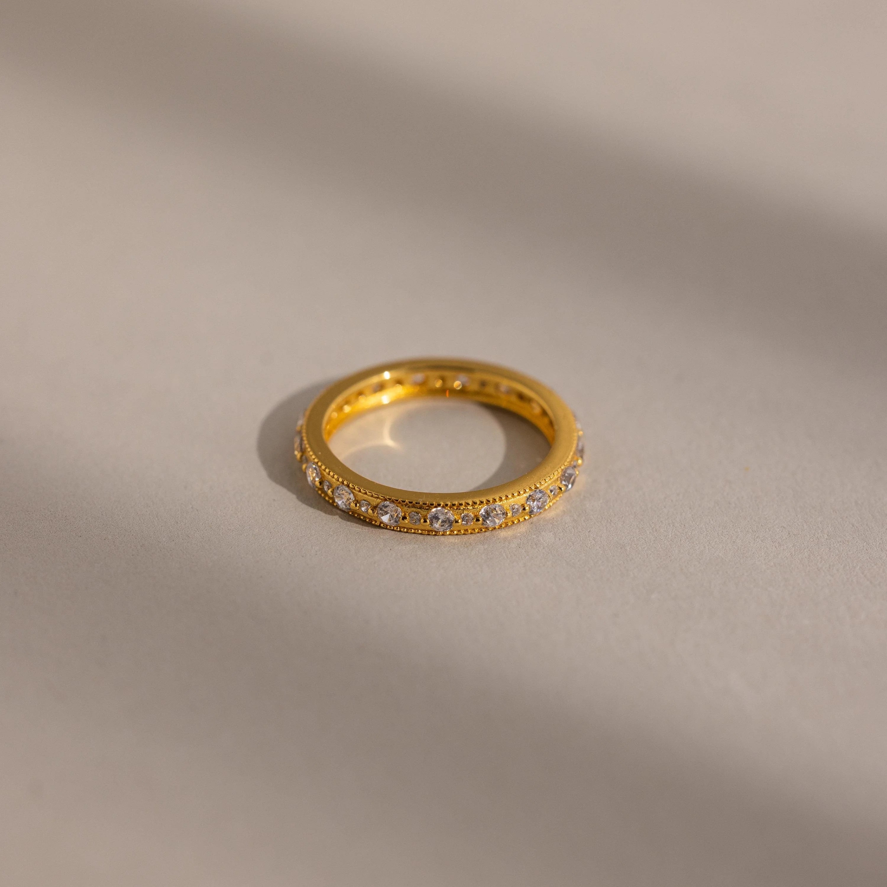 Diamond Eternity Ring Silver 18K Gold Plated