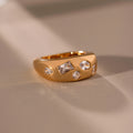 Diamond Confetti Signet Ring Silver 18K Gold Plated