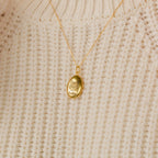 Oval Pet Necklace Silver 18K Gold Plated