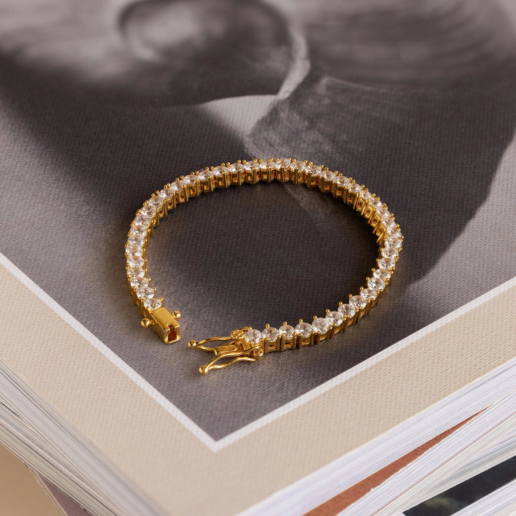 Diamonds Tennis Bracelet Silver 18K Gold Plated