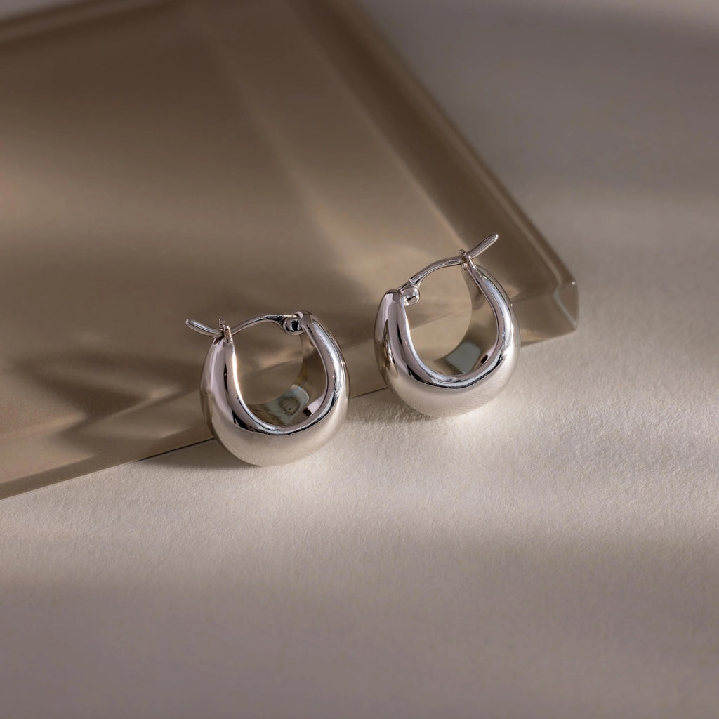 Bold Teardrop Earrings Silver 18K Gold Plated