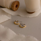 Mixed Metal Duo Hoops Silver 18K Gold Plated