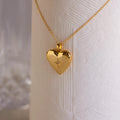 Diamond North Star Heart Locket Necklace Silver 18K Gold Plated