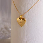 Diamond North Star Heart Locket Necklace Silver 18K Gold Plated