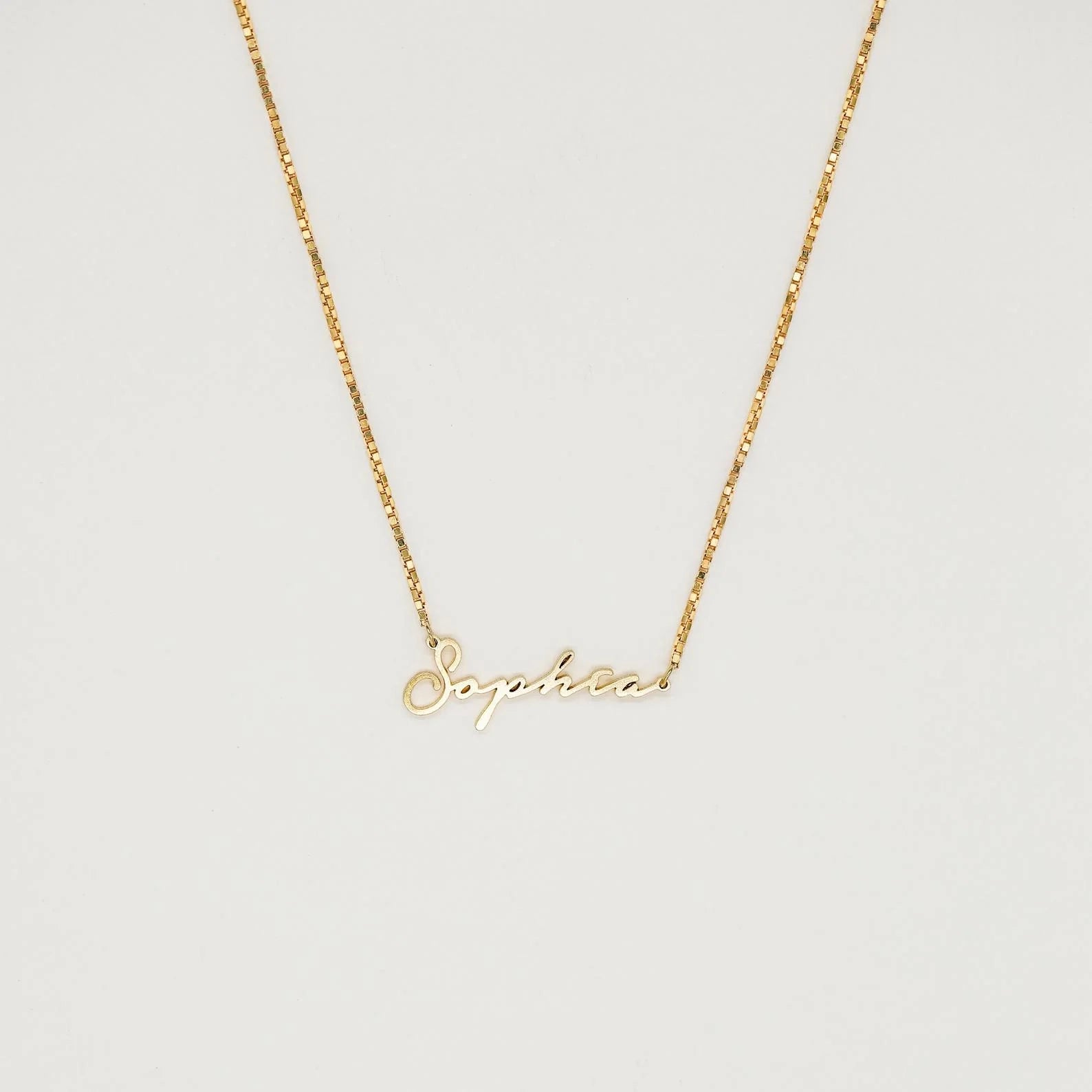 Venice Name Necklace in Box Chain Silver 18K Gold Plated