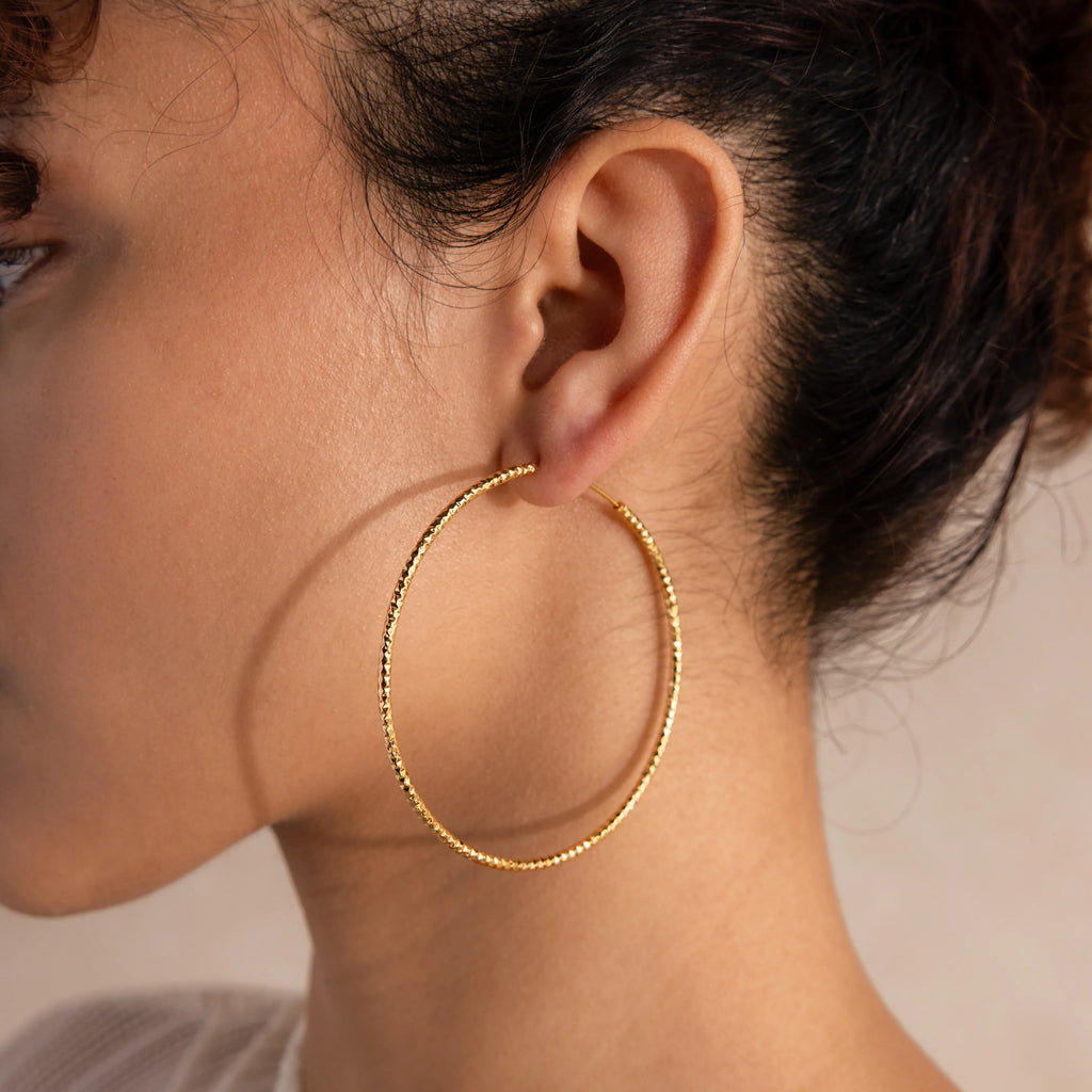 Large Sparkle Hoops Silver 18K Gold Plated
