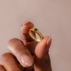 Ribbed Emerald Band Silver 18K Gold Plated