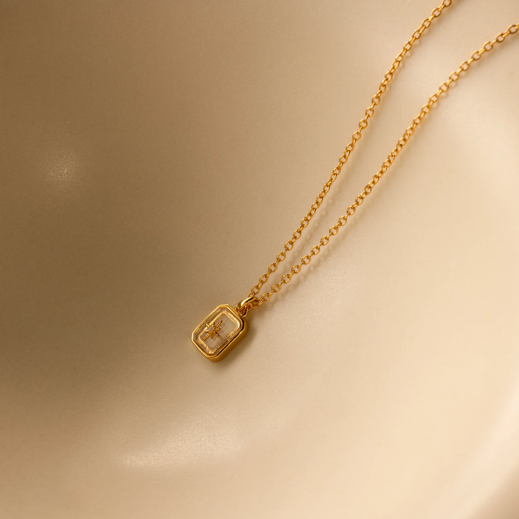 North Star Diamond Necklace Silver 18K Gold Plated