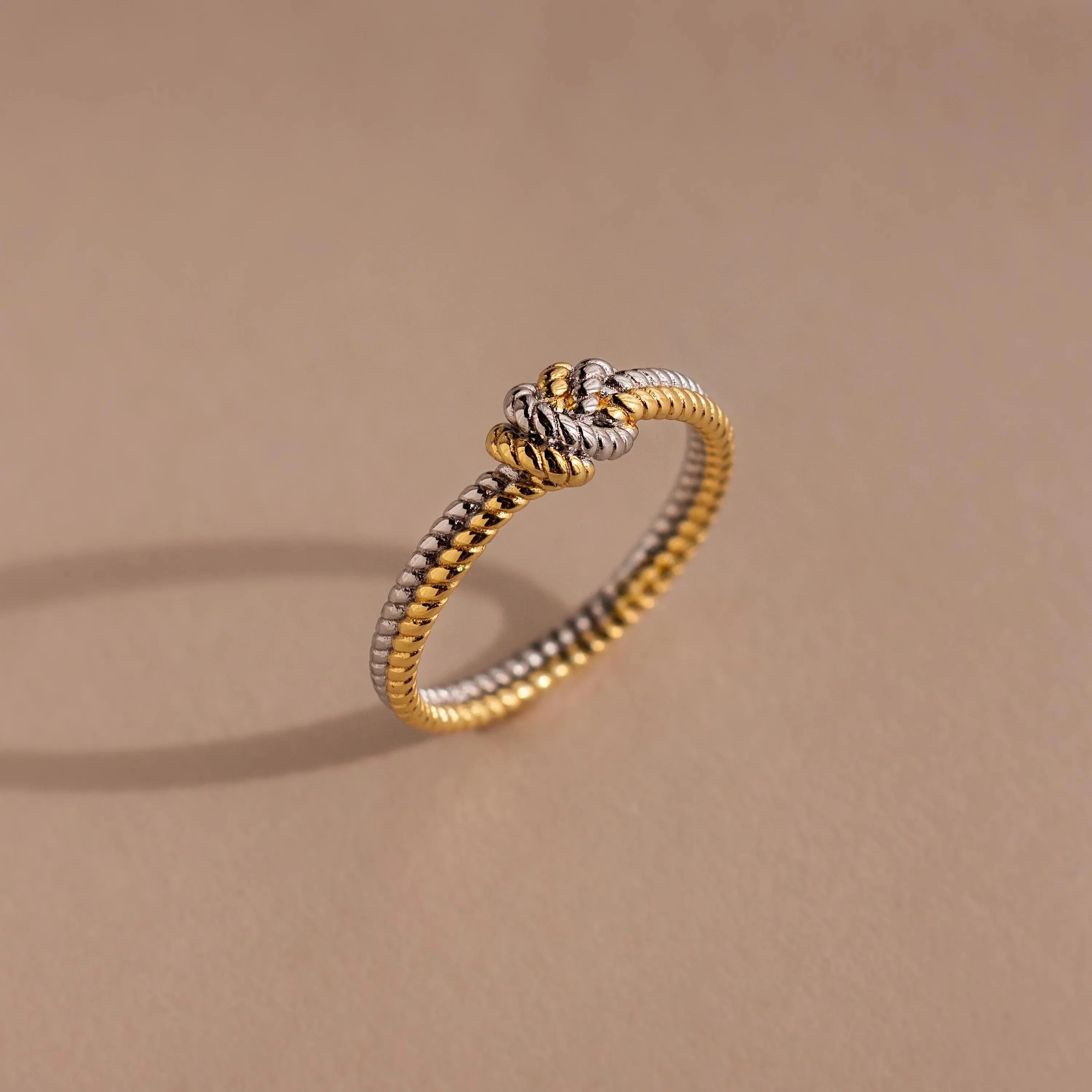 Mixed Metal Knot Ring Silver 18K Gold Plated