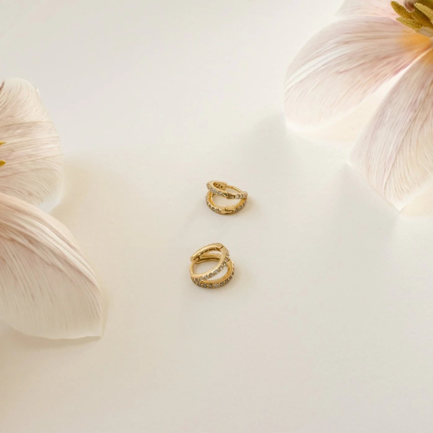 Esther Duo Pave Huggies Silver 18K Gold Plated