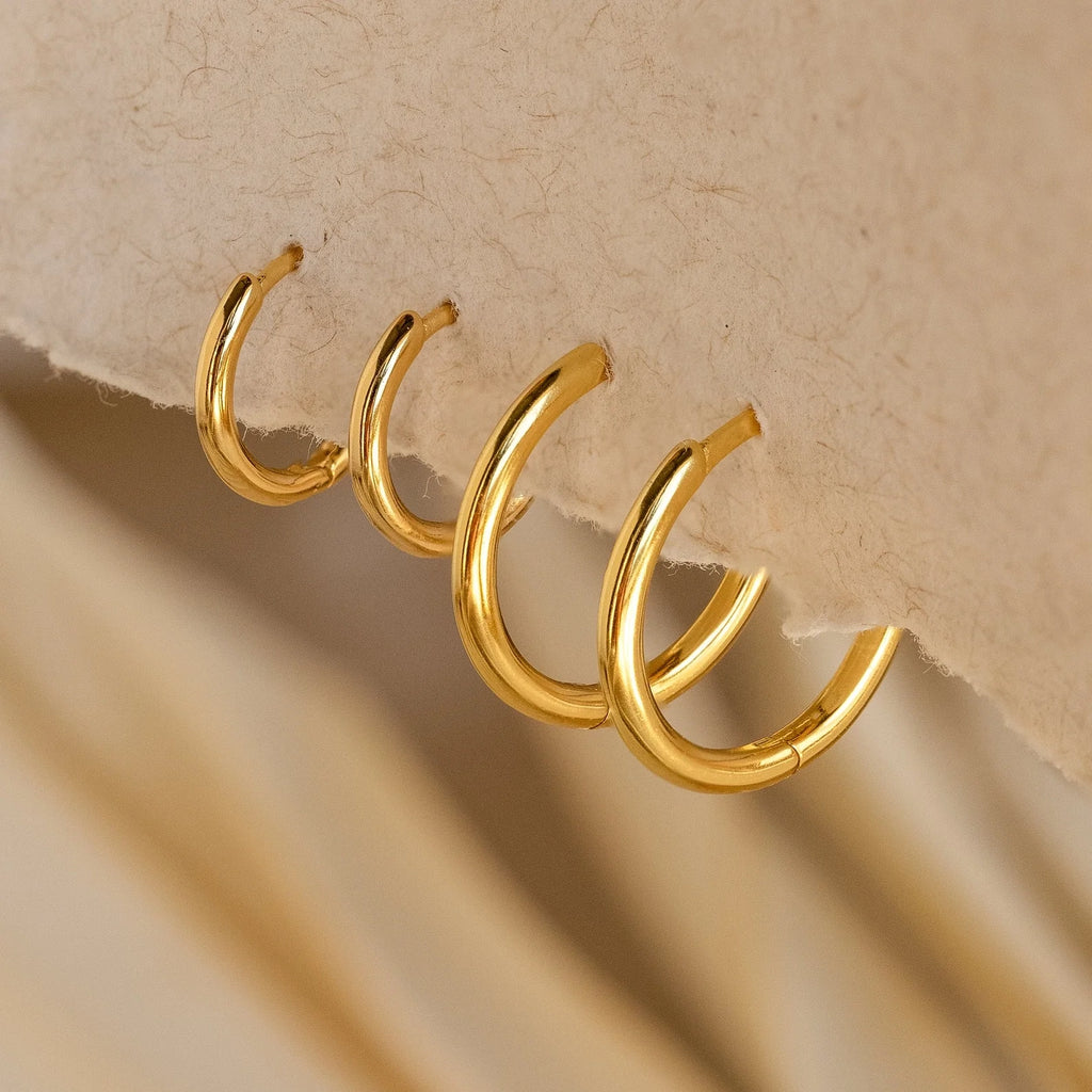 Medium Bold Hoops Silver 18K Gold Plated