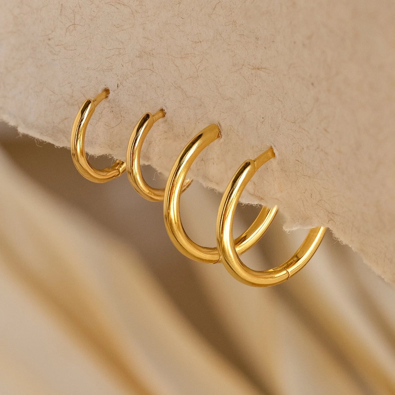 Medium Bold Hoops Silver 18K Gold Plated