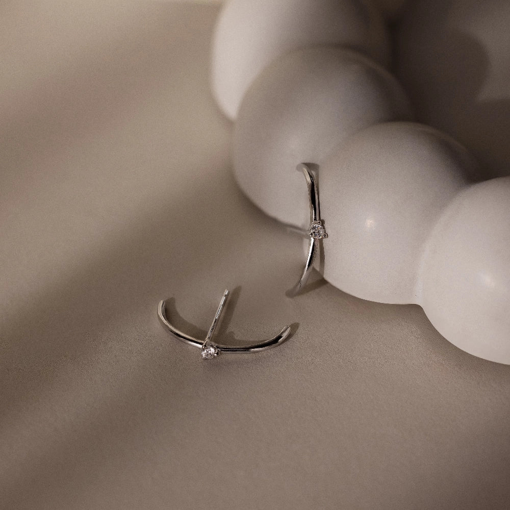 Diamond Studs Silver 18K Gold Plated