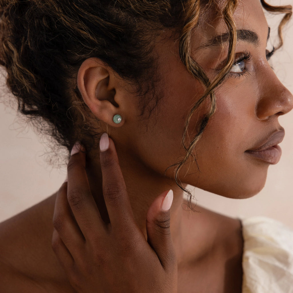 Jade Bird Studs Silver 18K Gold Plated