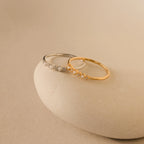 Delicate Pearl Diamond Ring Silver 18K Gold Plated