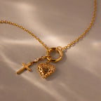 Diamond Drop Cross Charm Silver 18K Gold Plated