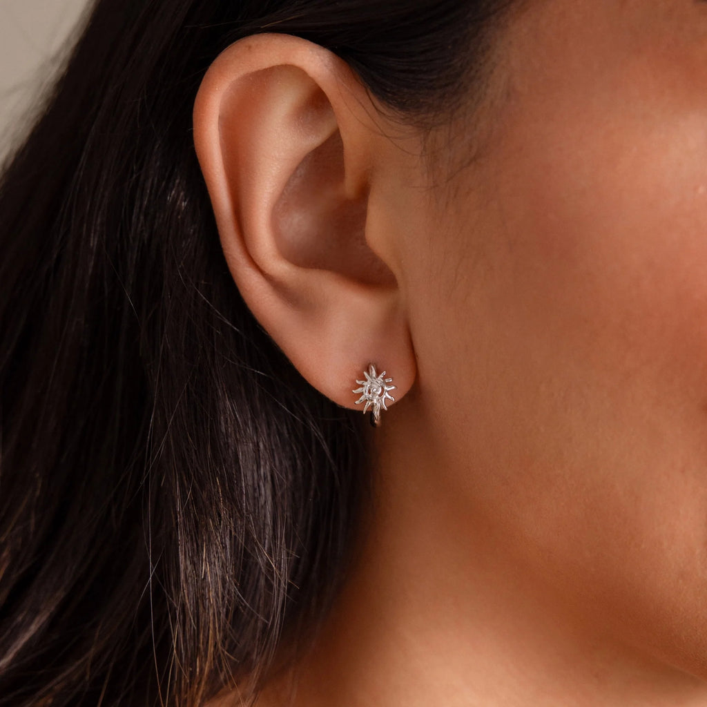 Celestial Sun Huggies Silver 18K Gold Plated