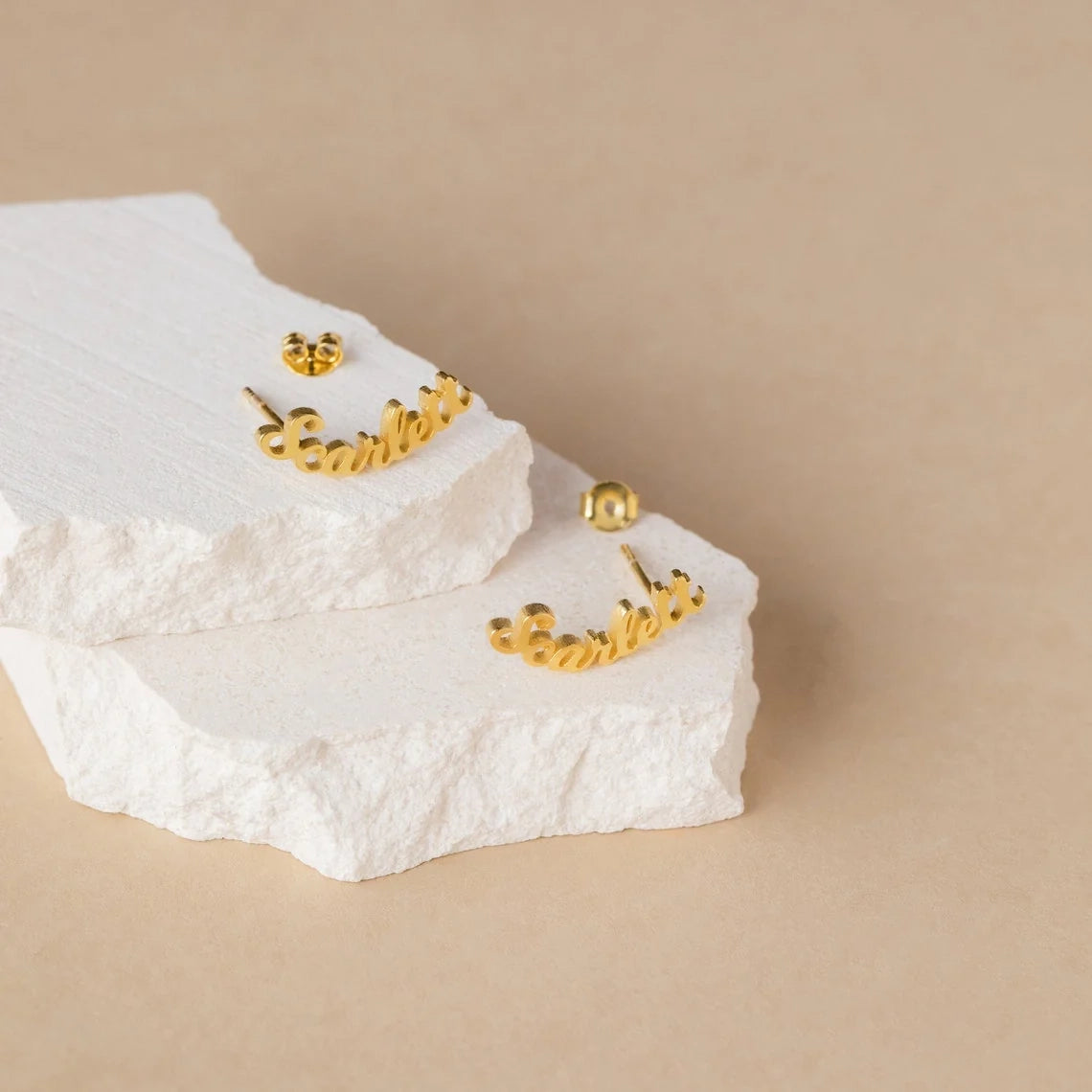 London Name Earrings Silver 18K Gold Plated