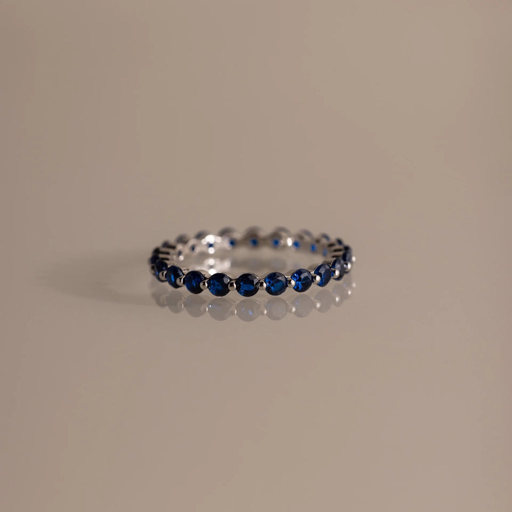 Lace Eternity Sapphire Ring Silver 18K Gold Plated